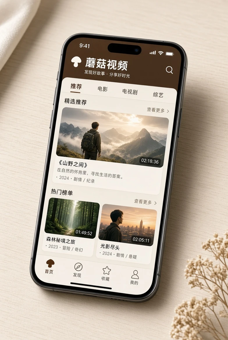 蘑菇视频APP栏目画面
